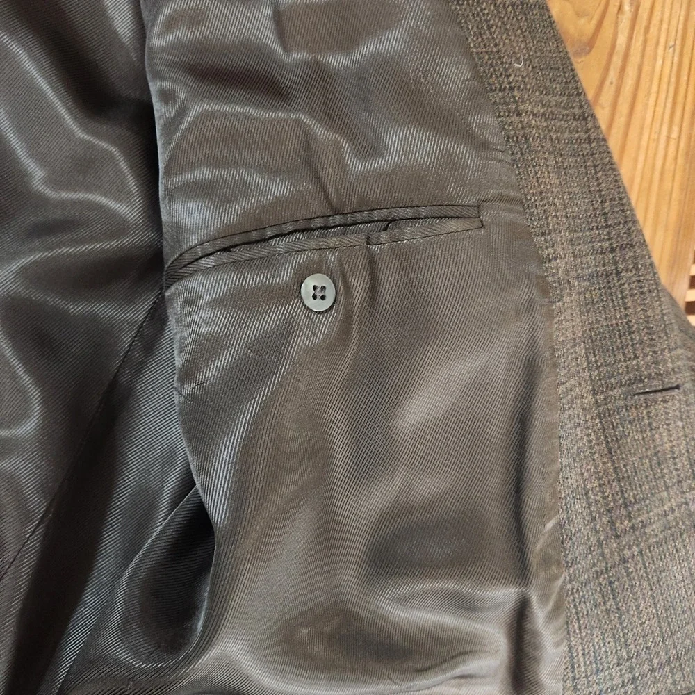 Oscar de la Renta Men's Brown Sportscoat Blazer Lambswool‎ Cashmere Blend 46L